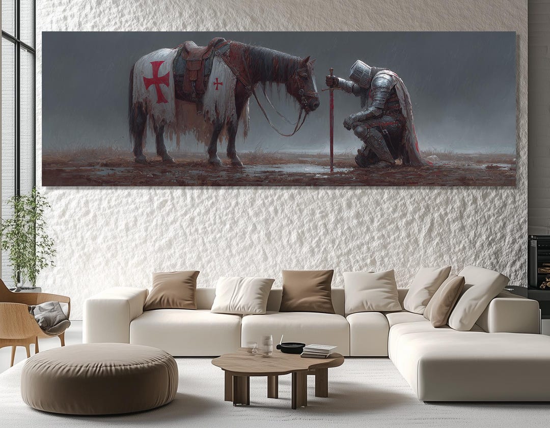 Templar Knight Prayer Canvas Print – Medieval Wall Art – Crusader ...