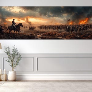 Slag bij Waterloo canvasafdruk, canvas kunst aan de muur, slag bij Waterloo schilderij, digitale kunst, woonkamer decor, canvas print klaar om op te hangen.