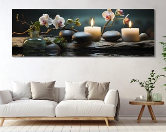 Zen Stones with Candles Canvas Print, Canvas Wall Art, Canvas Art, Modern Art, Digital Art, Living Room Decor, Canvas Print Ready to Hang.