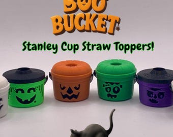 3D Printed Halloween Boo Bucket Straw Topper: Stanley Tumbler Accessory