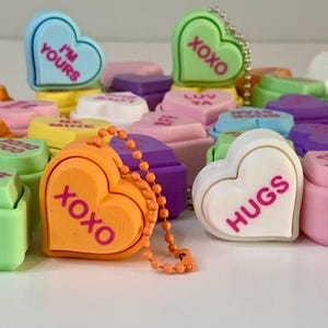 3D Printed Valentine Conversation Heart Fidget Keychain: Stress Relief Gift