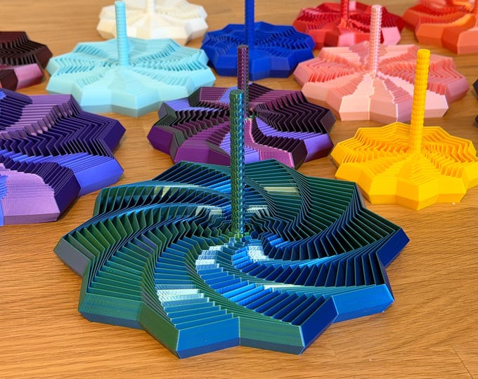 Fidget Spinner Desk Toy | Kinetic Sensory Stress Relief Spinner with Handle | 3 Sizes