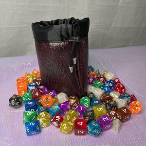 Flameweaver’s Apprentice | Red Dragon Dice Bag | Apprentice Series | Beginner Dice Bag Holds 8-10 Sets