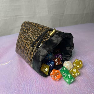 Royalweaver’s Apprentice | Gold Dragon Dice Bag | Apprentice Series | Beginner Dice Bag Holds 8-10 Sets