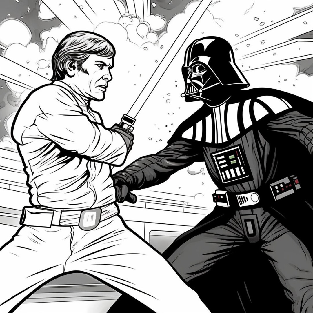 5 Star Wars Printable Colouring Pages With Luke Skywalker and Etsy