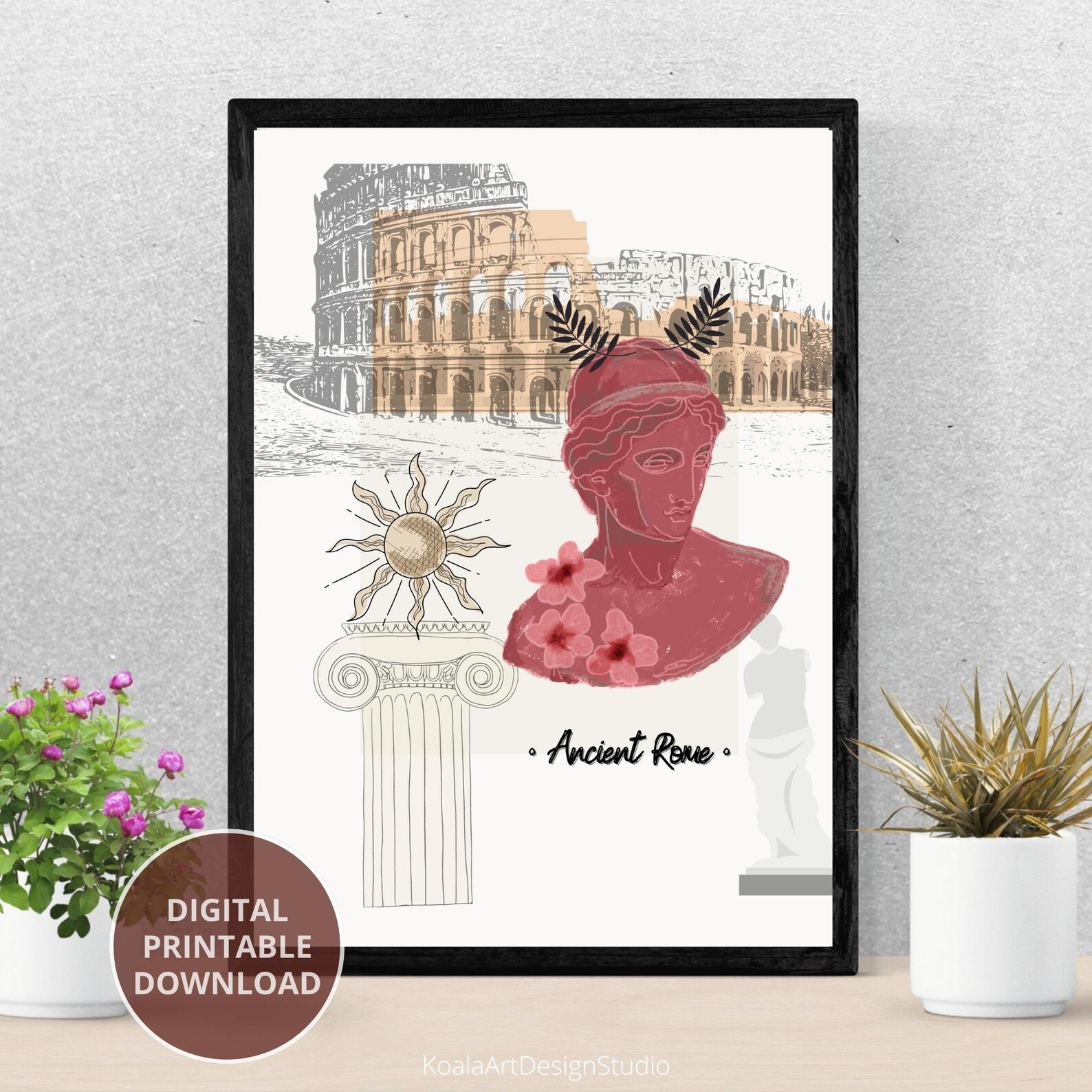 Ancient Rome Colosseum Printable, Abstract Rome, Colosseum Illustration ...