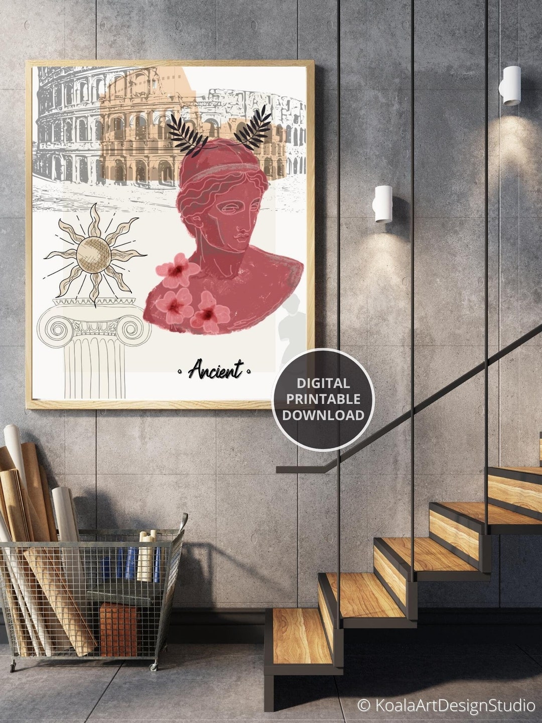 Ancient Rome Colosseum Printable, Abstract Rome, Colosseum Illustration ...