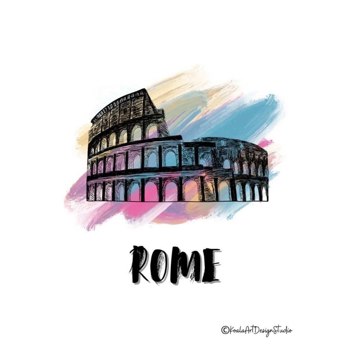 Ancient Rome Canvas, Abstract Rome, Rome Illustration, Greek Style