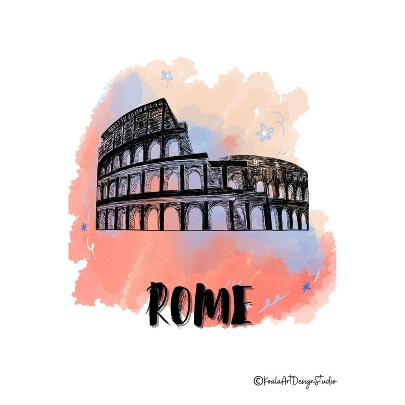 Ancient Rome Canvas, Abstract Rome, Rome Illustration, Greek Style ...