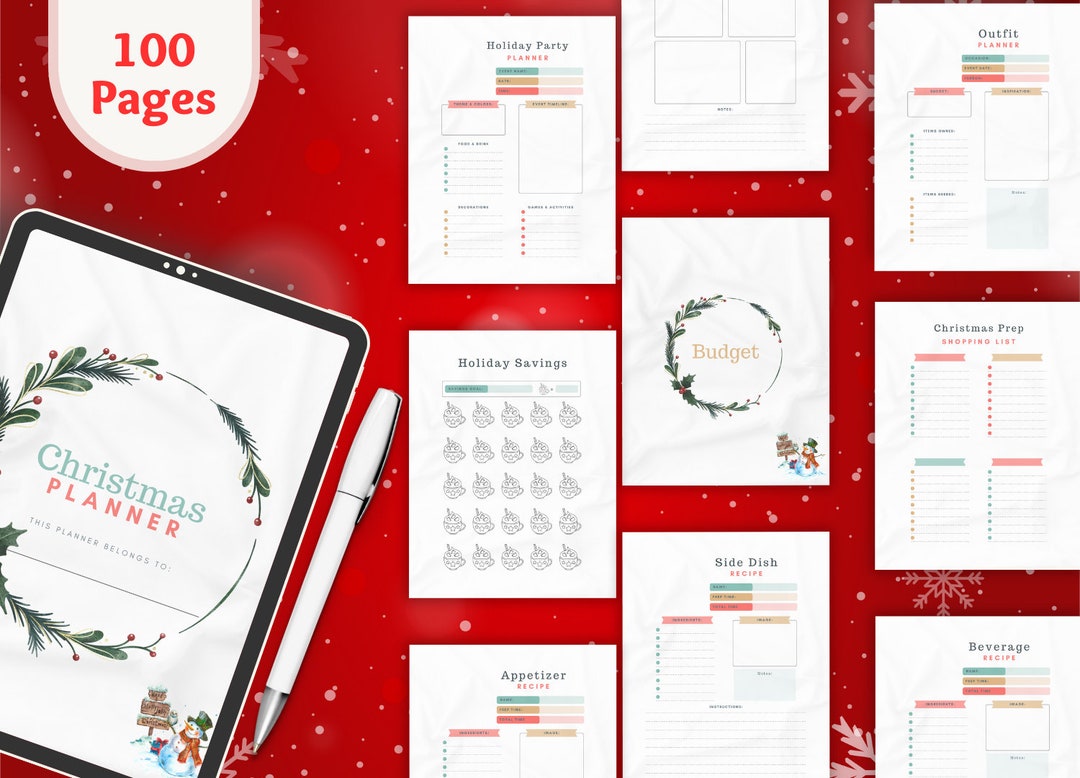 Christmas Planner Printable Holiday Planner Gift Budget Planner Xmas 