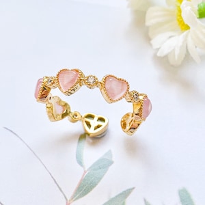 Kawaii Heart Ring Y2K Pink Love Ring Zircon Ring Cute Y2K Ring Anime Ring Adjustable Ring Y2K Style Kawaii Valentine&#39;s Day Gift for Her