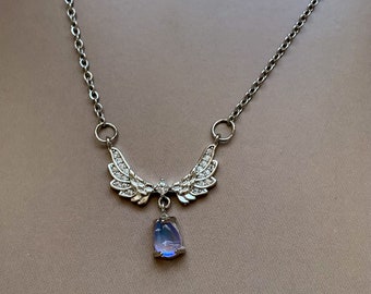♡angel♡ Angel Wings Necklace Y2K Teardrop Necklace Zircon Pendant