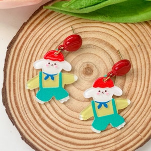 Kawaii Cartoon Puppy Earrings Cute Dog Earrings Anime Earrings Colourful Puppy Earrings Unique Animal Lover Gift for Her Acrylic Earrings