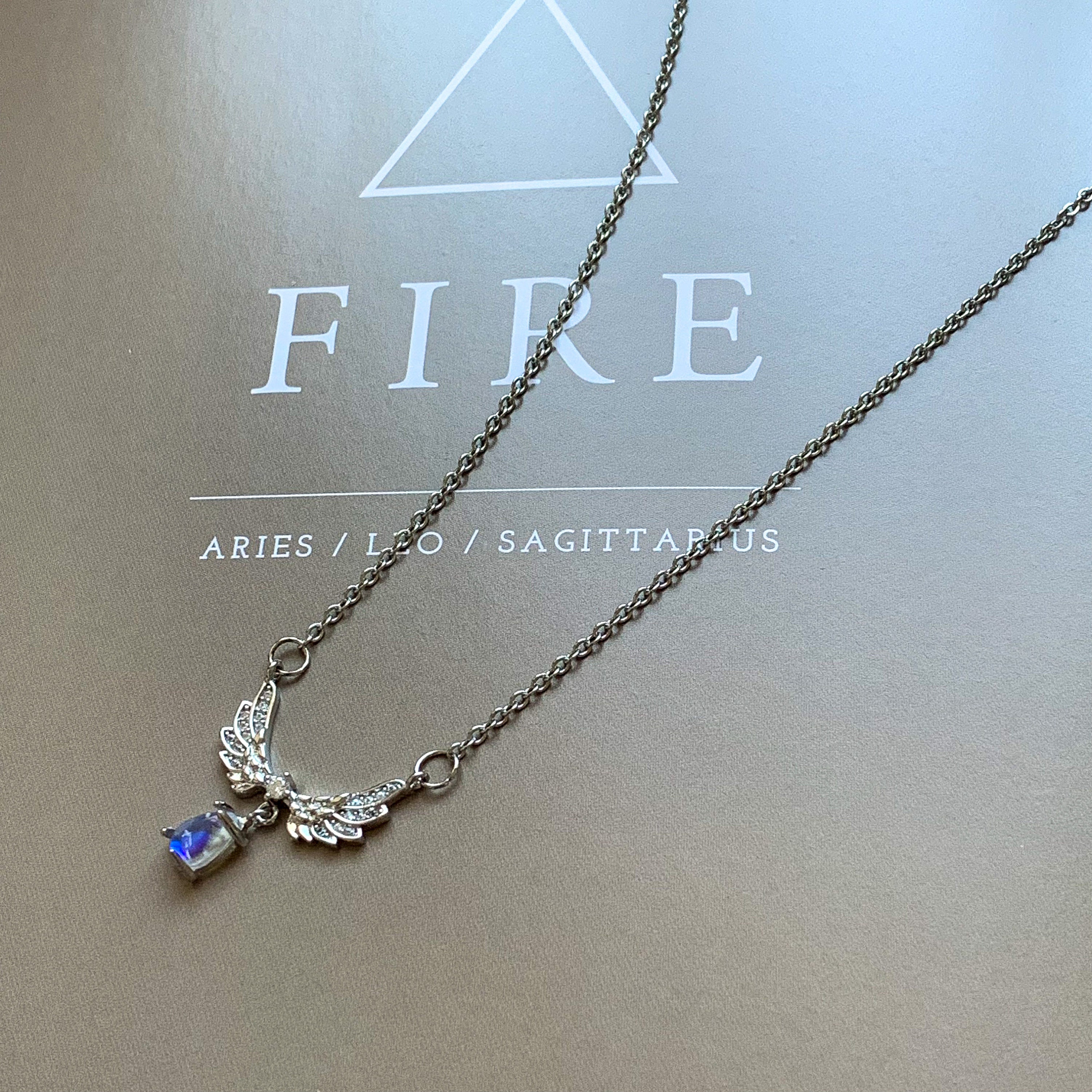 Angel Wings Necklace Y2K Teardrop Necklace Zircon Pendant