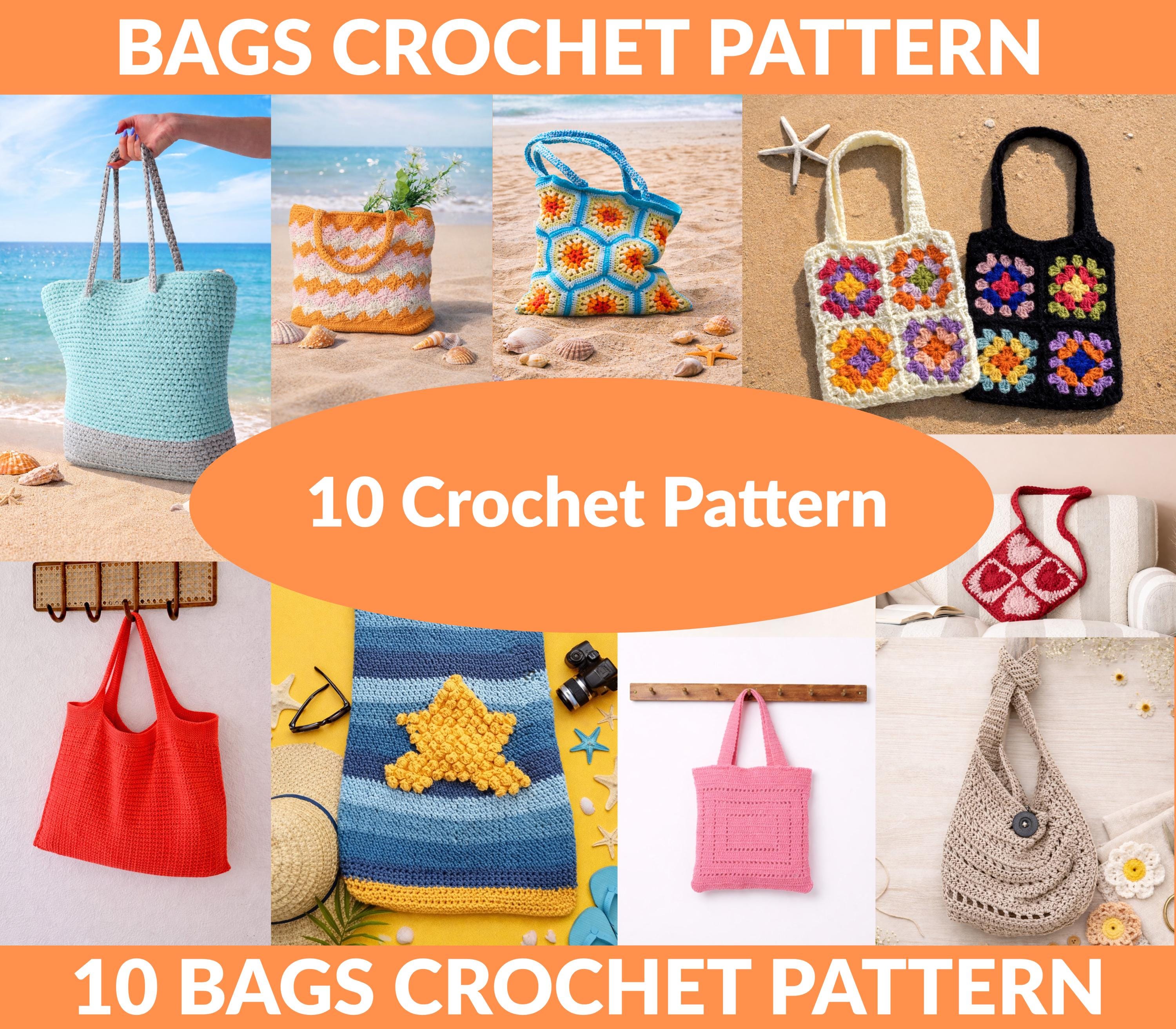 Bag Crochet Pattern, Granny Square Pattern, Crochet Tote Bag, Beach Bag