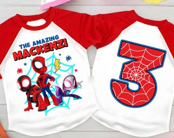 Personalized Spider Birthday Shirt, Friends Theme Party, Family Tees IG300
