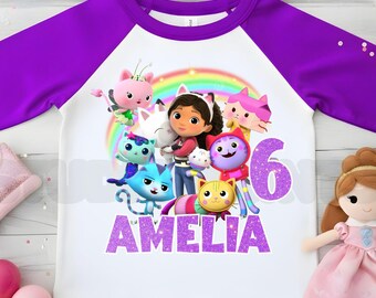 Inspired Birthday Girl T-Shirt, Meowy Theme Party, Personalized Kids Shirt IG303