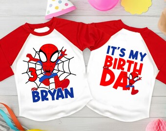 Personalized Spider Birthday Shirt, Friends Theme Party, Family Tees IG306