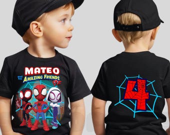 Personalized Spider Birthday Shirt, Friends Theme Party, Family Tees IG220