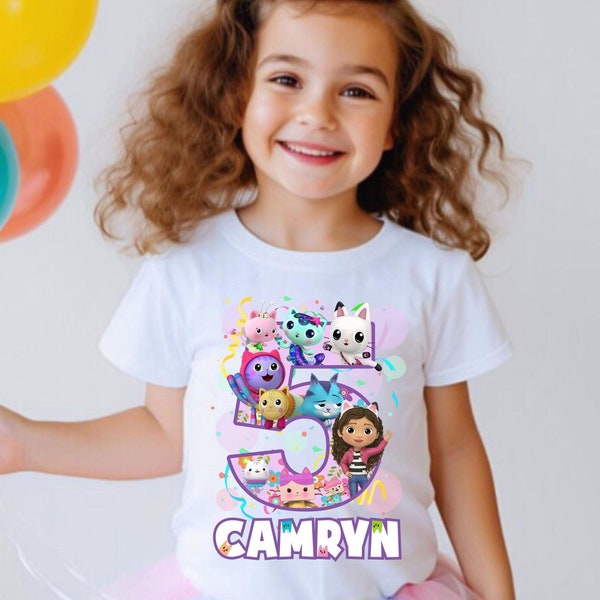 Camiseta personalizada para aniversariante, tema "Meowy" para festa infantil.