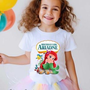 Little Mermaid Birthday T-Shirt, Princess Mermaid Birthday Theme Party, Girls Personalized shirt, Shirt  Raglan Sleeves PS11