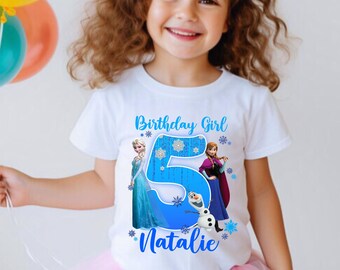 プリンセスエルサの誕生日シャツ、エルサとアナのテーマパーティー、プリンセスシャツ、家族お揃いのTシャツ、ユニセックスTシャツ、子供へのギフト、全サイズ