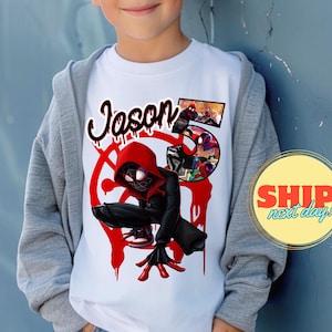 Spider Inspired Birthday T Shirt, Miles  theme Party, Personalized shirt, Gift Birthday Shirt, family tees SR04
