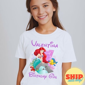 Little Mermaid Birthday TShirt,Princess Mermaid Birthday Theme Party,Girls Personalized shirt,Gift Birthday Shirt,Family Matching Shirt PS09