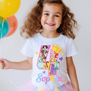 T-shirt prinses verjaardag, shirt prinsessenfeest, shirt meisjes verjaardag, gepersonaliseerd shirt kinderen, shirt verjaardag cadeau, familie T-shirts aangepast PS03