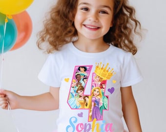 Prinsessfödelsedags-T-shirt, prinsessfest-T-shirt, flickfödelsedagsskjorta, personlig barnskjorta, presentfödelsedagsskjorta, familjetröjor anpassade PS03