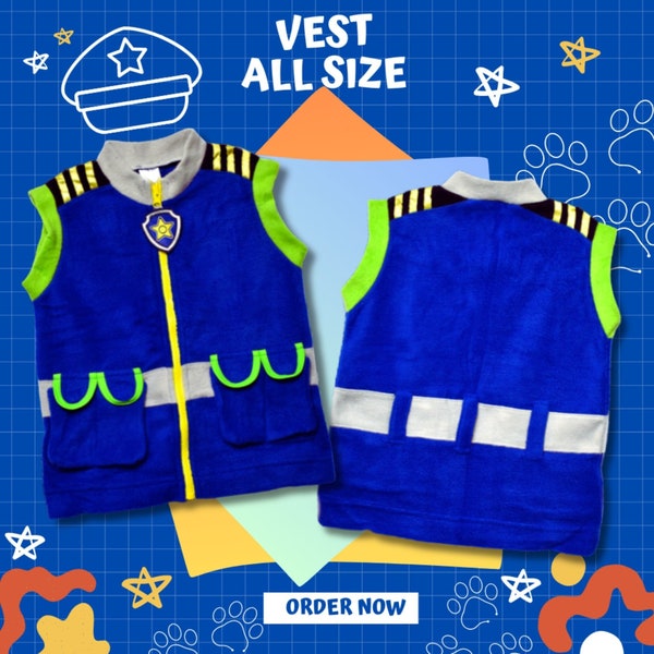 Chase vest patrol costume, Chase patrol vest Kids adults costume, Christmas costume kids adults, Chase vest patrol gift birthday ,Sky vest