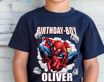 Camiseta de cumpleaños inspirada en Spider, fiesta temática de Spider-Man y  sus amigos, camiseta temática para cumpleaños, amante del Hombre Araña,