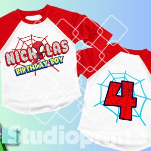 Personalized Spider Birthday Shirt, Friends Theme Party, Family Tees