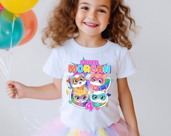 Superinspirerad födelsedags-T-shirt, Superfest-tema, Personlig barntröja, Födelsedagspresent, Familjetröjor Anpassad KT09