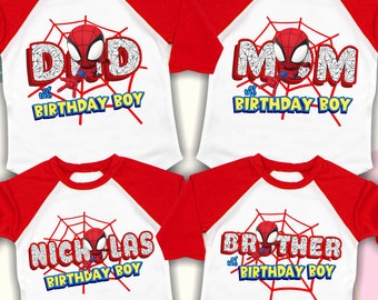 Gepersonaliseerde spin verjaardagsshirt, themafeest vrienden, familie-T-shirts