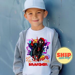 Spider Inspired Birthday T Shirt, Miles  theme Party, Personalized shirt, Gift Birthday Shirt, family tees SR07