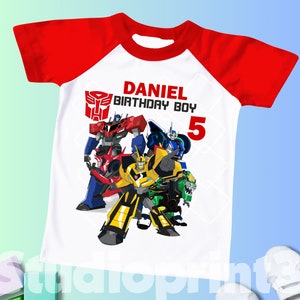 Robots Birthday Custom T Shirt, Super gift,Trans4mers Personalized Family shirt, All colors, All Sizes, Short, 3/4 Long Raglan Sleeves TR04