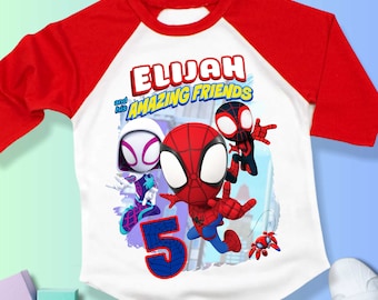 Personalisierte Spinne Geburtstag Shirt, Freunde Thema Party, Familie Tees