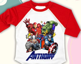 Camiseta familiar personalizada de superhéroe para cumpleaños