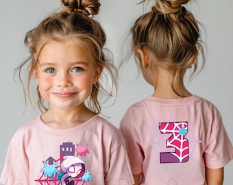 Camiseta de cumpleaños personalizada con temática de arañas, ideal para fiestas temáticas de amigos o para toda la familia (AM120)