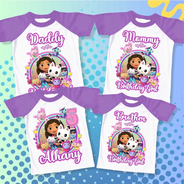 Dollhouse Inspired Birthday T Shirt, Gabbi’s Theme Party Shirt, Personalized shirt kids, Gift Birthday Shirt, family tees Custom DL08