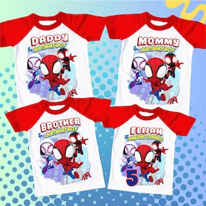 Spider Inspired Birthday T Shirt, Spidy & His friends theme Party, Personalized shirt, Gift Birthday Shirt, family tees SY15
