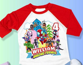 Camiseta de cumpleaños inspirada en arañas, fiesta temática de arañas y sus amigos, camiseta personalizada, camiseta de regalo de cumpleaños, camisetas familiares SY14