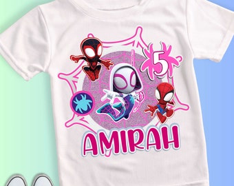 Camiseta de cumpleaños inspirada en arañas, fiesta temática de arañas y sus amigos, camiseta personalizada, camiseta de regalo de cumpleaños, camisetas familiares SY07
