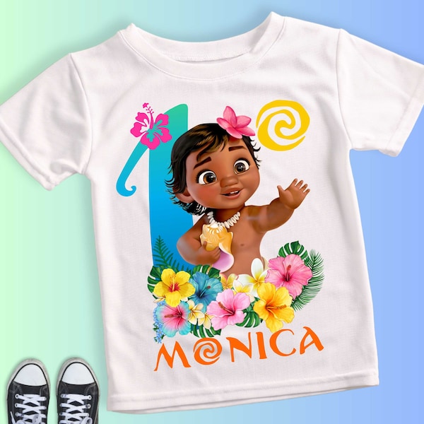 Baby Geburtstag T Shirt, Maui Party Shirt, personalisierte Shirt Kinder, Geschenk Geburtstag Shirt, Familien T-Shirts Benutzerdefinierte MN02