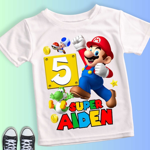 Mario Birthday Custom T Shirt, Super gift, Personalized Family shirt, Mario party, Gift Birthday Shirt, family tees