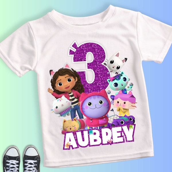 Dollhouse Inspired Birthday T Shirt, Gabbi’s Theme Party Shirt, Personalized shirt kids, Gift Birthday Shirt, family tees Custom DL02