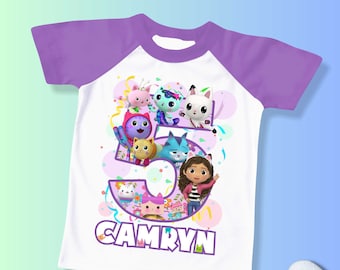 Dollhouse Inspired Birthday T Shirt, Gabbi’s Theme Party Shirt, Personalized shirt kids, Gift Birthday Shirt, family tees Custom DL03