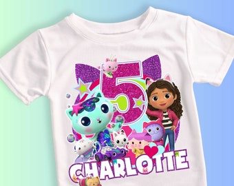 Dollhouse Inspired Birthday T Shirt, Gabbi’s Theme Party Shirt, Personalized shirt kids, Gift Birthday Shirt, family tees Custom DL11