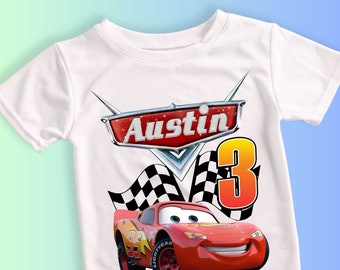 Car Inspired Birthday T Shirt, Car McQueen theme Party, cars Personalized shirt kids, Gift Birthday Shirt, family tees Custom CS06